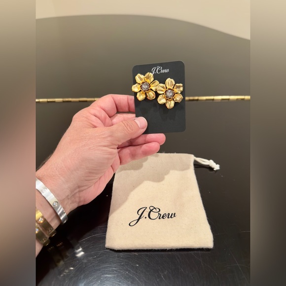 NWT Luxury Minimalist Formal J. Crew crystal preppy floral statement earrings - Picture 14 of 17